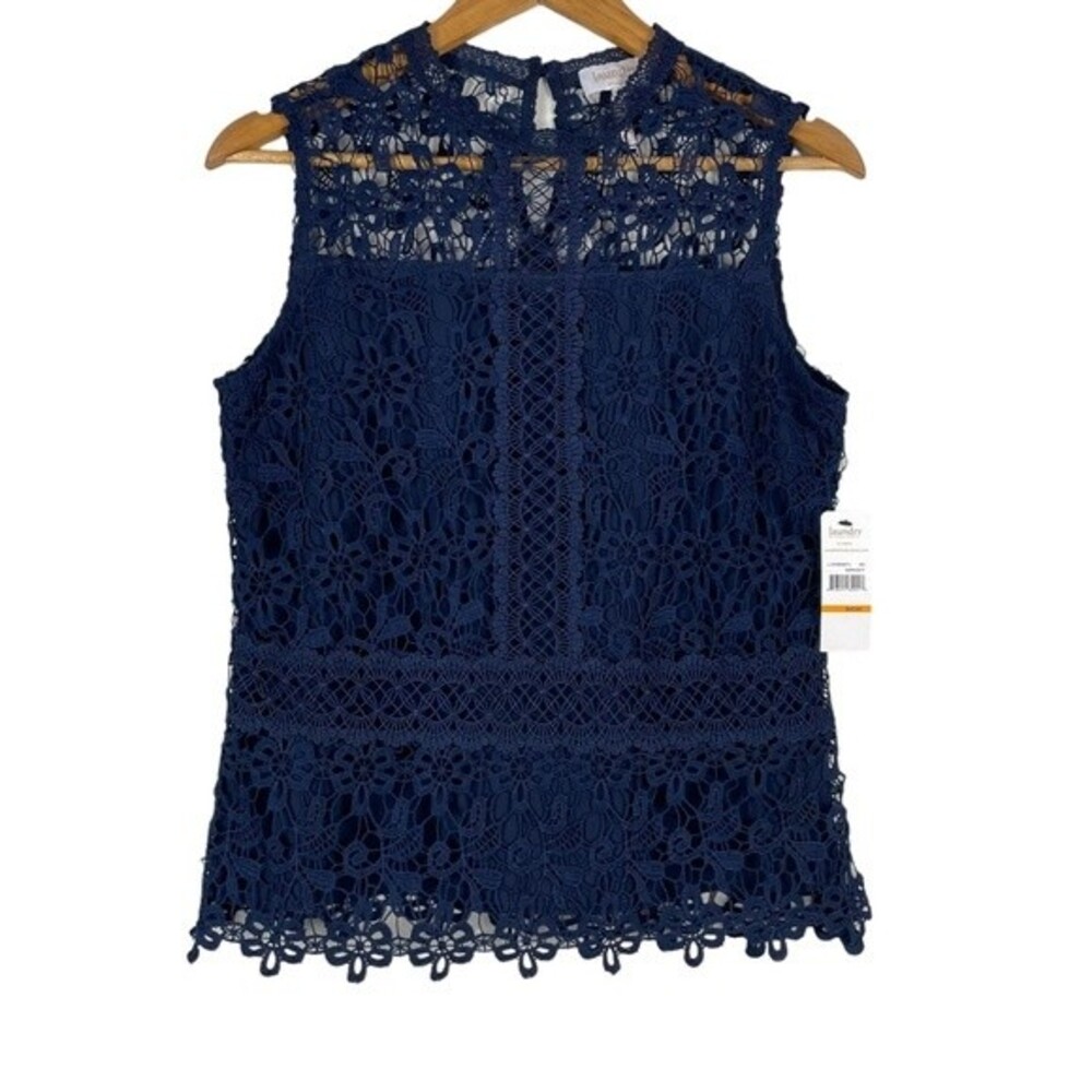 Laundry Navy Sleeveless Lace Top Size‎ Small NWT